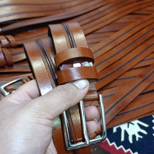 کمربند  چرم بوفالو ویژه یلدا  ضمانت کیفیت ضخیم چرم سناباد عسلی